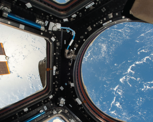 A view of the earth from a space capsule